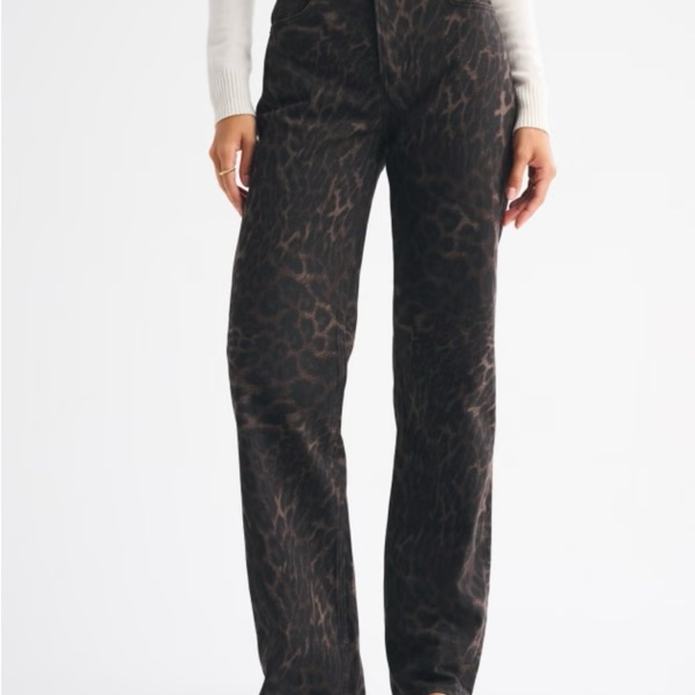 NWT Abercrombie & Fitch Brown Leopard Print Flare Jeans